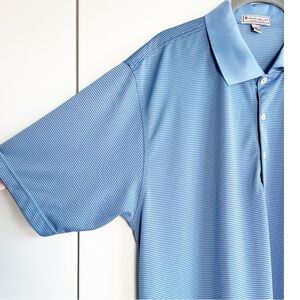 Peter Millar Summer Comfort Golf XL Polo Shirt Blue Stripe Preppy Old Money
